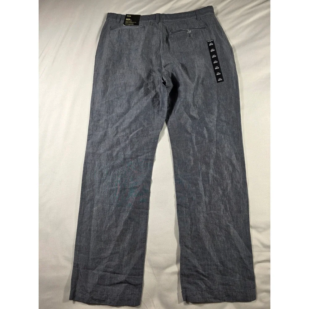 Banana Republic Gavin Straight Fit Pants Mens 34x32 Gray Linen Blend NEW